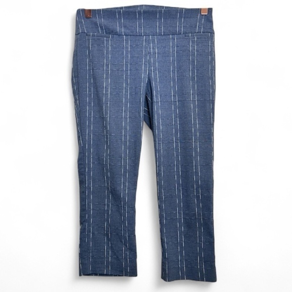 Alfani Petite Blue Pinstripe Pull-On Slim Cropped Dress Pants Size 4P